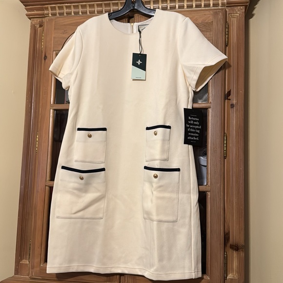 Pearl White Short Sleeve Francoise Dress - Picture 6 of 11
